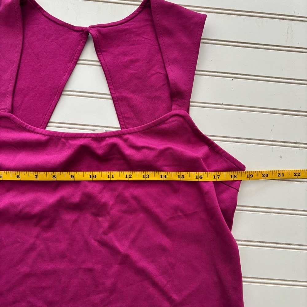 Maeve Anthropologie Tank Top Large Magenta Pink Open Back Cutout Square Neck - Picture 9 of 11
